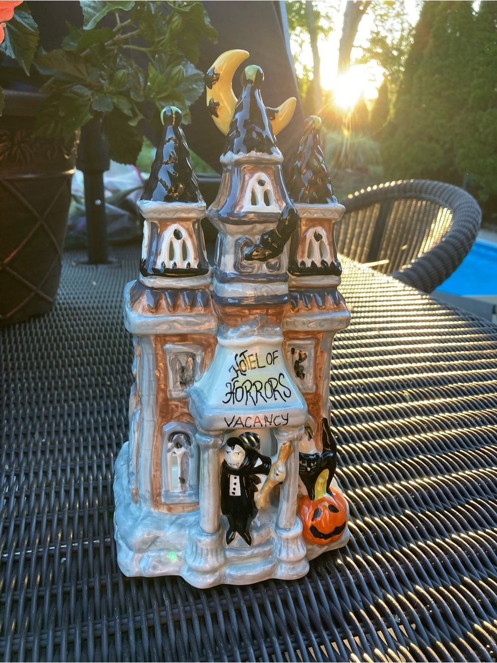 Blue Sky Hotel of Horrors candle holder